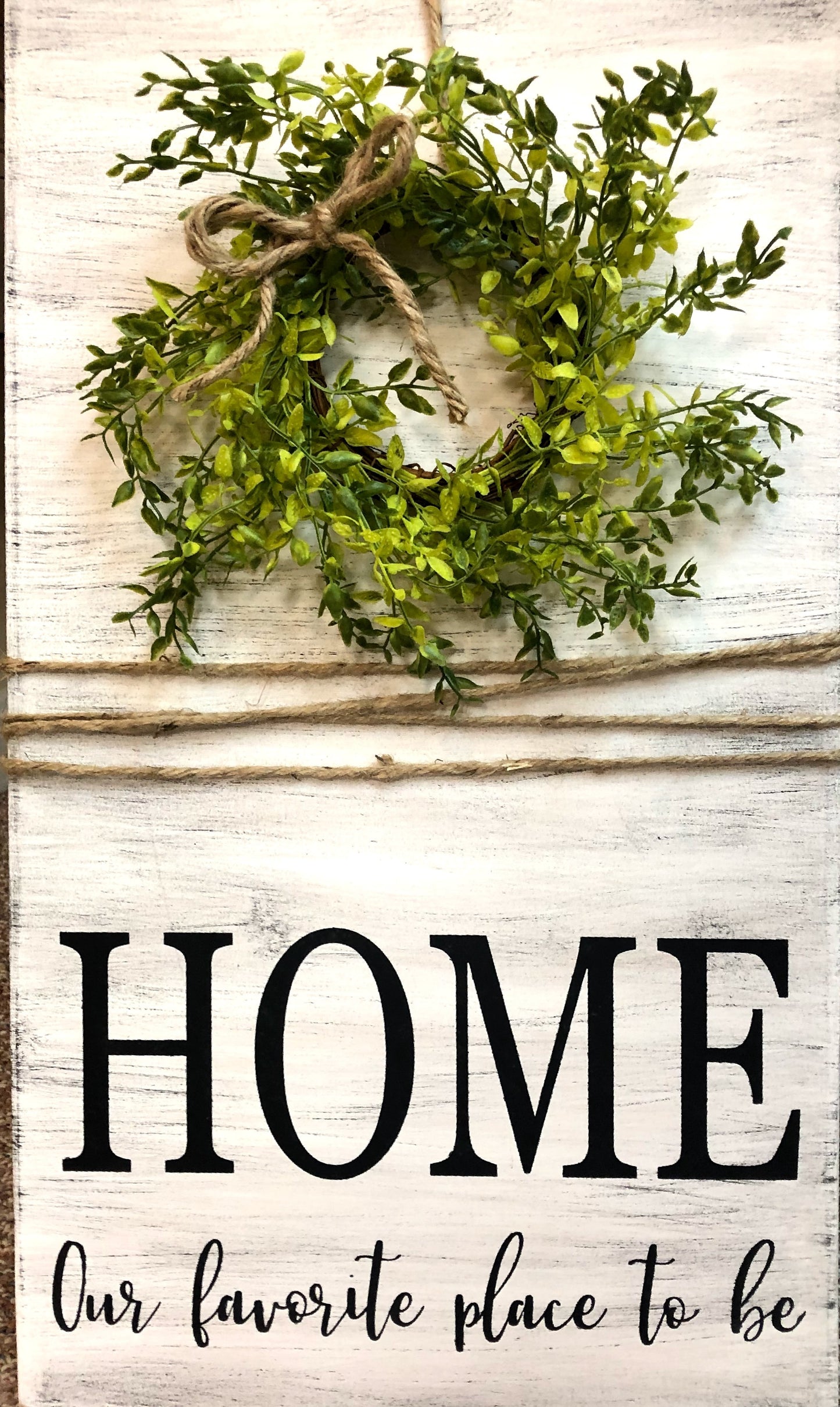 BUY IT NOW! Farmhouse HOME sign with wreath and twine